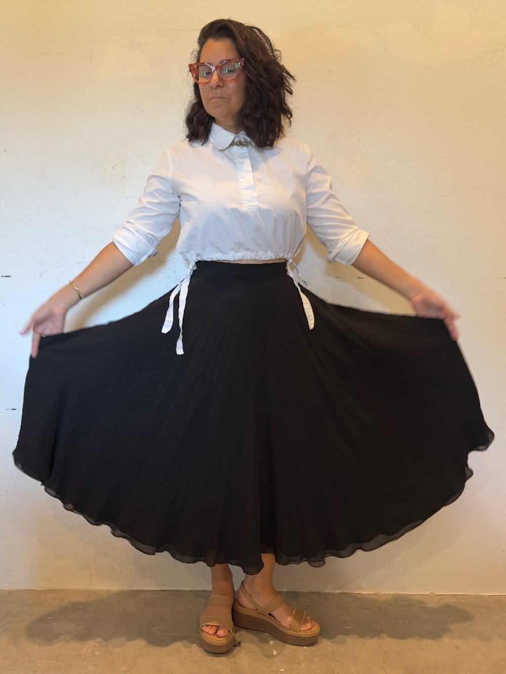 100% Silk Black Oleg Cassini Skirt - vintage size 12